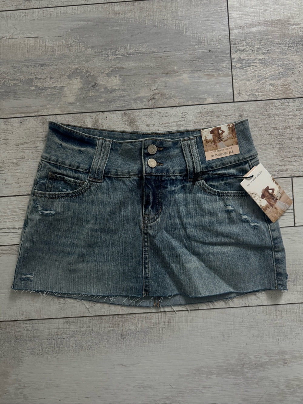 Sincerely Jules Faded Blue Denim Mini Skirt